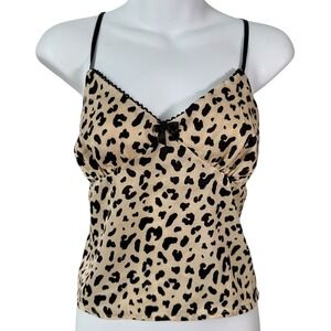 Y2K Womens Cheetah Print Camisole Top Medium Coquette Indie Sleeze Mob Wife Club